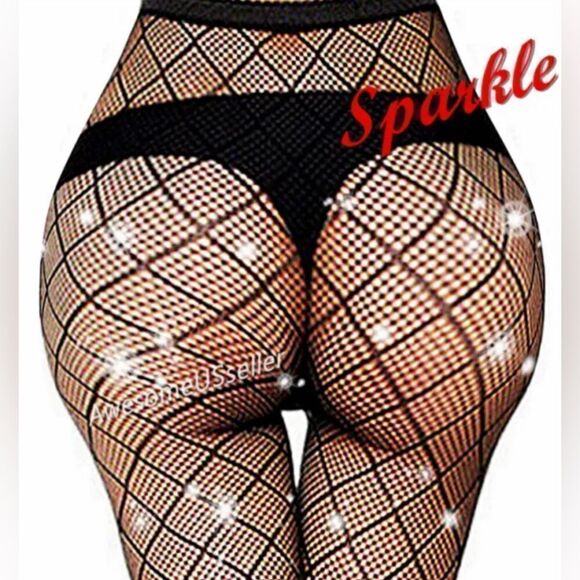 Black🔥Fishnet💎Sparkle💖 Pantyhose   - Picture 3 of 7